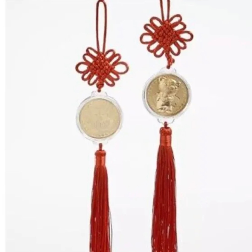 Holiday Lane Lunar New Year Gold Coin with Tassel, Set of 2